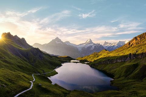 landscape with mountains and lake