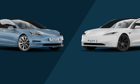Ayvens  Comparison card  Tesla Model 3 old vs Tesla Model 3 new2x