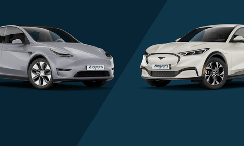 Ayvens  Comparison card  Tesla Model Y vs Mustang Mache2x